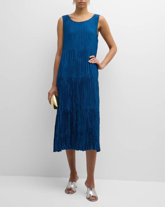 Petite Crinkled Scoop-Neck Midi Tank Dress